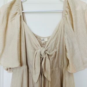 Beige Tie-Front Dress